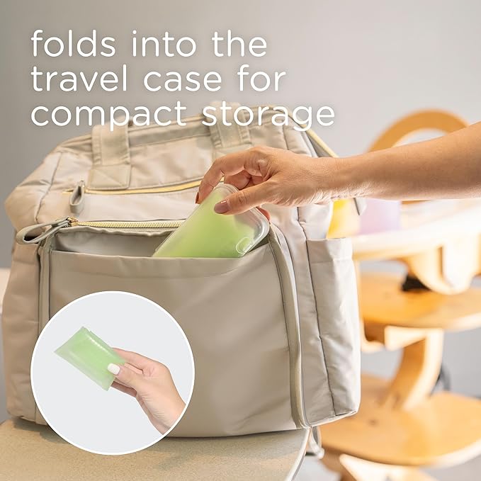 Olababy Fold N Go Silicone Baby Bib w Travel Case | Lightweight Design Eases Pressure Bruising for Infants & Toddlers