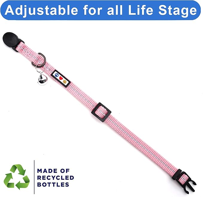 Pawtitas Recycled Pink Reflective Cat Collar – Eco-Friendly Breakaway Safety - Image 5