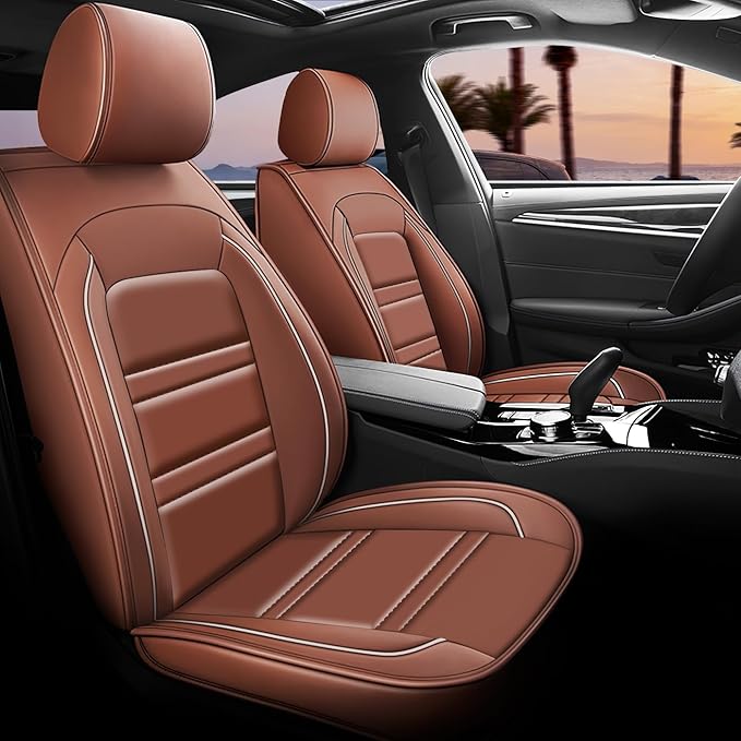Seat Covers for Toyota Sienna 2004-2025 | 5-Seats Leather Seat Covers, Easy to Install Automotive Seat Covers Full Set (Full Set, Coffee)