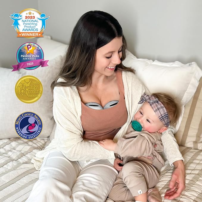 MomMed Wearable Breast Pump (Model S21) – Double Electric Hands-Free Breast Pump, Leak-Proof Design, 3 Modes (Stimulation, Expression, Auto) & 12 Vacuum Levels, Portable and Quiet, Gray, 2Pack
