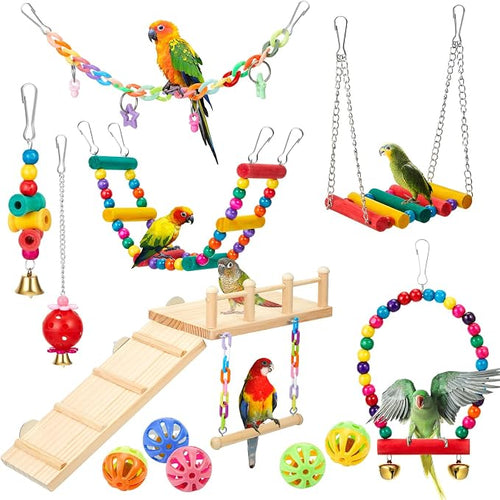 12 Pcs Parakeet Cockatiel Bird Toys, Bird Toys by Sonwyoung
