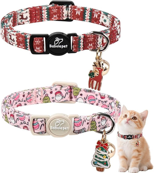 2 Pack Christmas Cat Collars by Babolepet