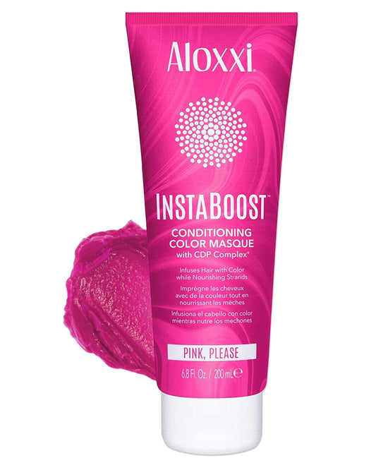 ALOXXI InstaBoost PINK Color Depositing Conditioner Mask – Instant Temporary Hair Color Dye - Hair Color Masque for Deep Conditioning (Pink Please), 6.8 Fl Oz