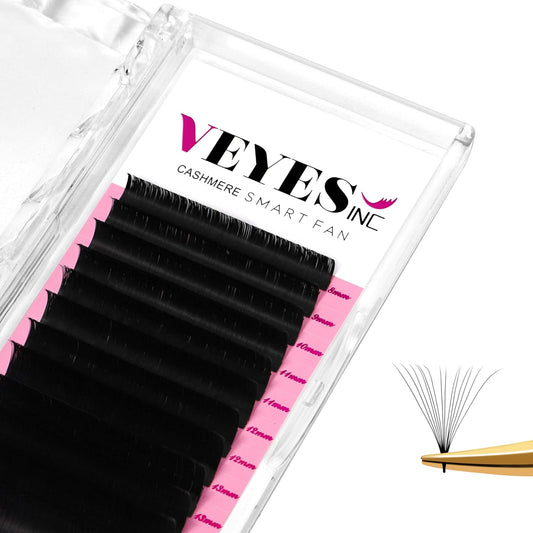 VEYES INC Cashmere Smart Fan Lash Extensions 0.03 0.05 0.07 C/CC/D Curl 8-20mm Mixed & Single Length, Super Matte Black Volume Lashes, Professional Supplies for Lash Techs (0.05 D 17mm)