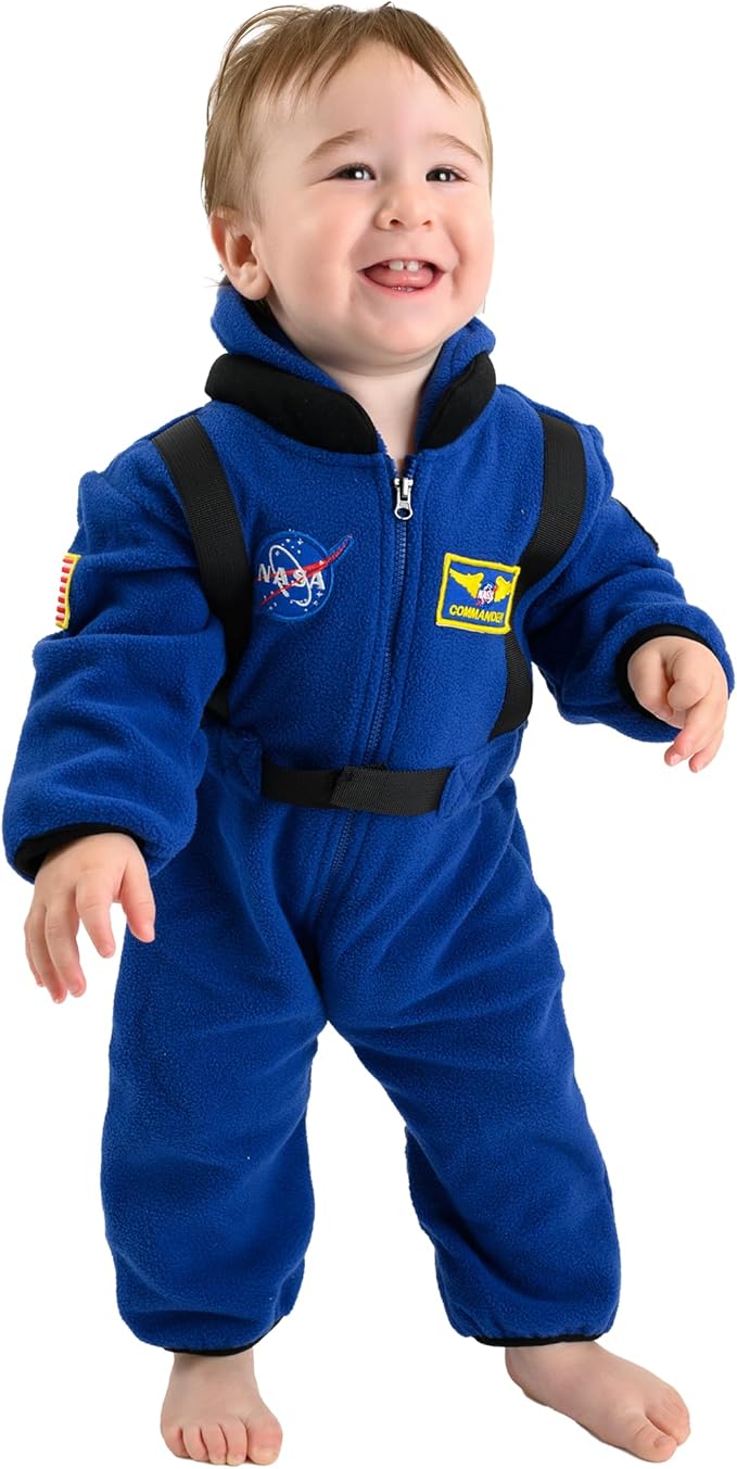 Astronaut Fleece Bodysuit - Baby & Toddler Kids Fleece Bunting with Full Zipper – Hooded One Piece NASA Jumpsuit