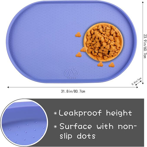 100% Waterproof 1.0" Raised Edge BPA Free Silicone Dog Food Mat, Pet Cat - Image 2