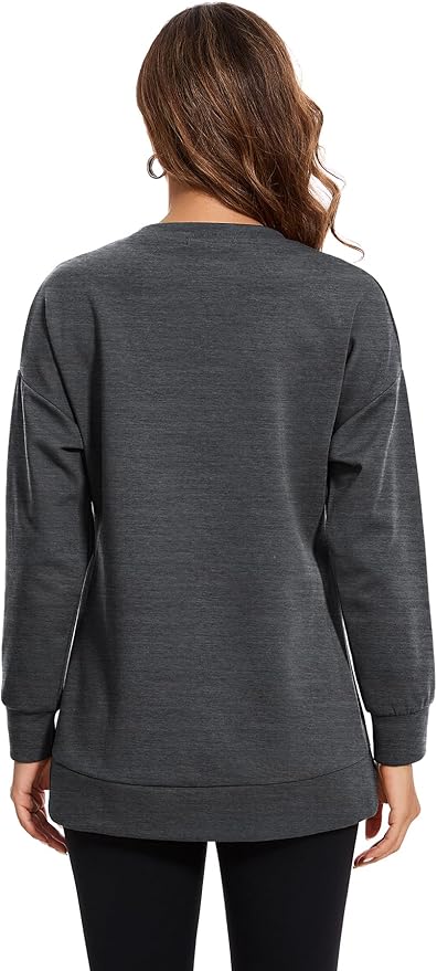 Smallshow Women's Nursing Tops Sweatshirt Long Sleeve Side Split Breastfeeding Shirt