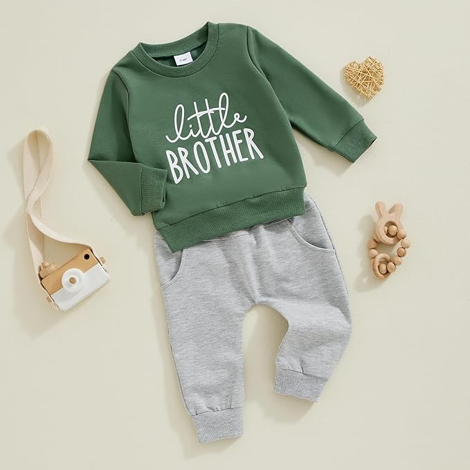 Toddler Baby Boy Fall Winter Outfit Long Sleeve Letter Print Sweatshirts and Jogger Pants Infant Boy Clothes