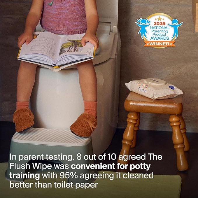 Coterie Flushable Wipes for Sensitive Skin, Hypoallergenic, 99% Water, Plant-Based Fibers, Sewer + Septic Safe to Flush, Fragrance Free Potty Training Toddler Toilet Wipes | 16 Packs (896 Count)