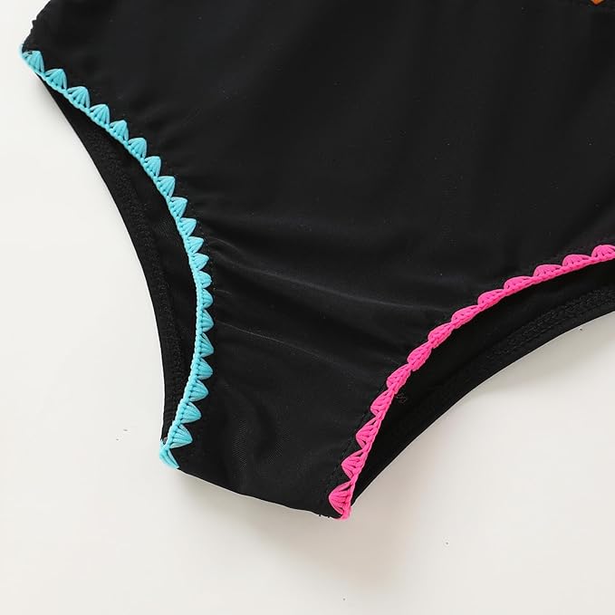 YOUNGER TREE Toddler Girls Two Pieces Swimsuit Color Block Stripe Swimwear Summer Beach Bathing Suit 18M-5T