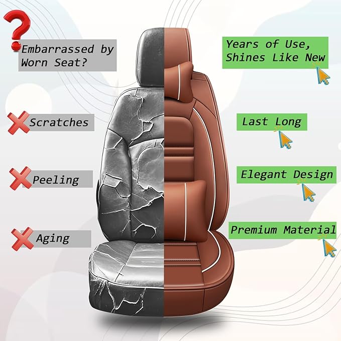 Car Seat Covers for Dodge Durango 2004-2025 | 5-Seats Seat Covers, Waterproof Seat Protectors, Automotive Seat Covers (Full Set with Pillow,Coffee)
