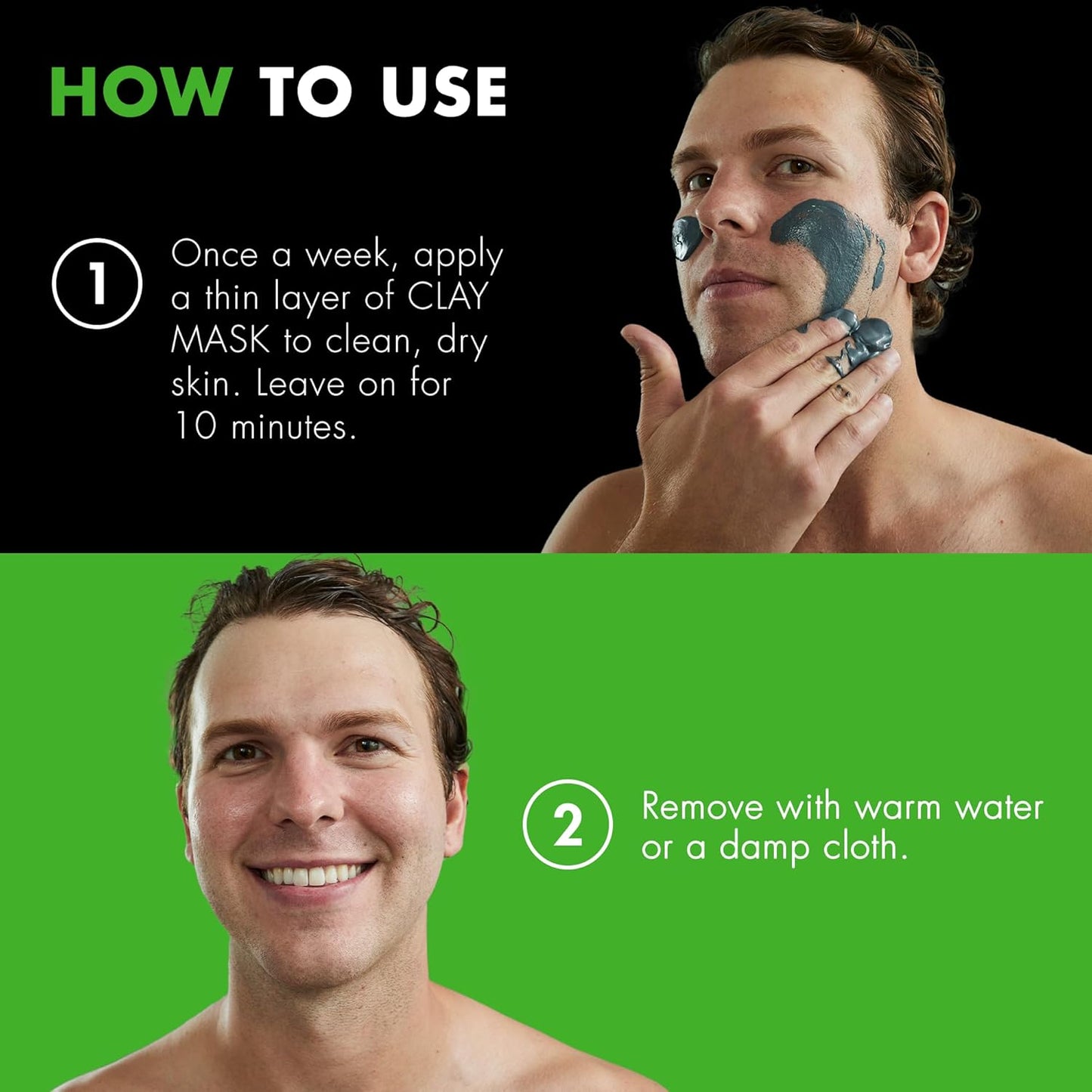 Tiege Hanley Mens Detoxifying Facial Clay Mask, 2 Oz (2-Pack) - Deep Pore Cleansing Charcoal Face Mask with Natural Kaolin Clay Absorbs Excess Oil & Reduces Appearance Pores - Skin Care for Men