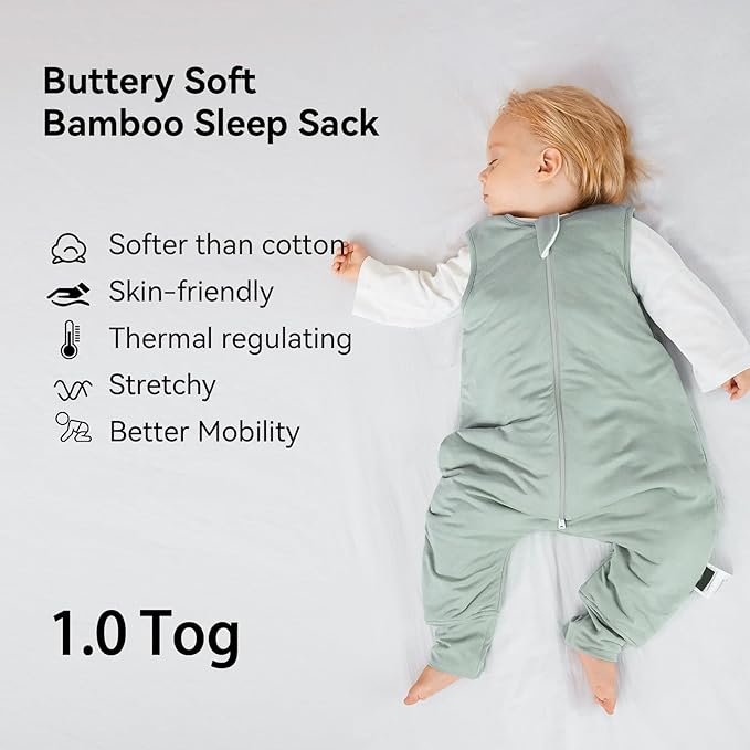 Rayon Made from Bamboo Toddler Sleep Sack with Feet 12-24 Months 1.0 Tog Ultra Soft Toddler Sleeping Sack 1t-2t Sleep Bag Walker Quilted Wearable Blanket with Legs 2-Way Zipper Lightweight