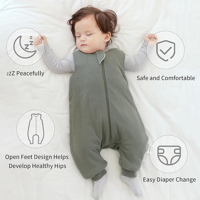 Rayon Made from Bamboo Toddler Sleep Sack with Feet 24-36 Months 1.0 Tog Breathable Sleep Sack 2t-3t Ultra Soft Baby Wearable Blanket with Legs Unisex Sleeping Bag with 2-Way Zipper