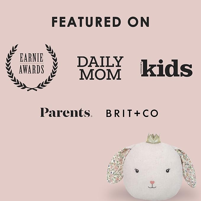 MON AMI Faith Bunny Accent Décor Pillow 12x11”, Plush Rabbit Cuddle Cushion, Decorative Throw Pillow for Child’s Nursery, Bed, Couch, Cute Room Décor