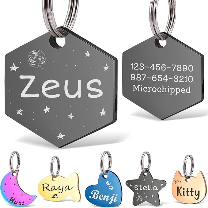 Anavia Small Size Dog Cat ID Tags, Small/XS Personalized Color Plated Stainless by Anavia