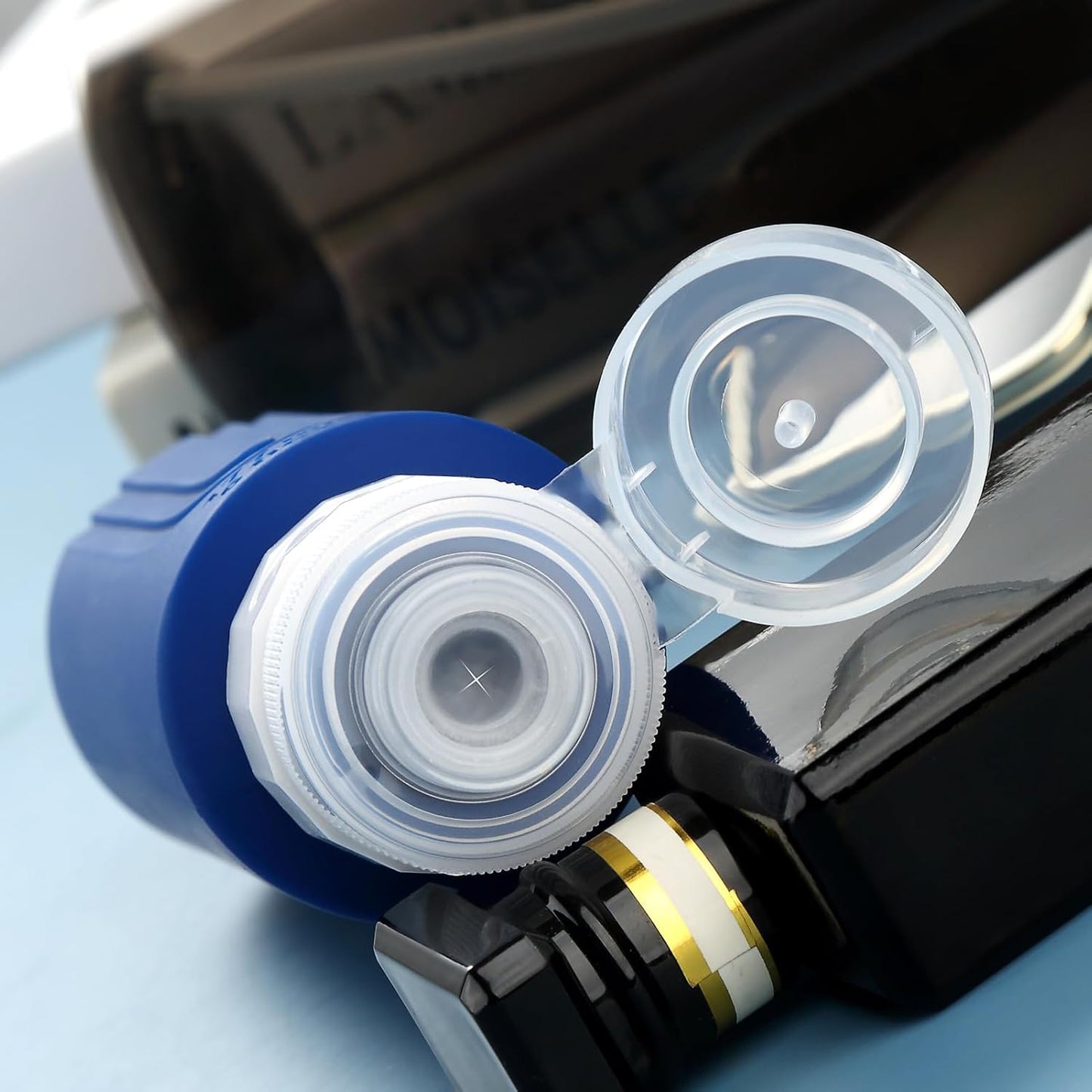 Travel Bottles for Toiletries, Large 6oz Oversize Containers, BPA Free Leak Proof Tubs Refillable Liquid Traveler Accessories with Toiletry Bag for Cometic Shampoo and Lotion Soap (4 Pack)