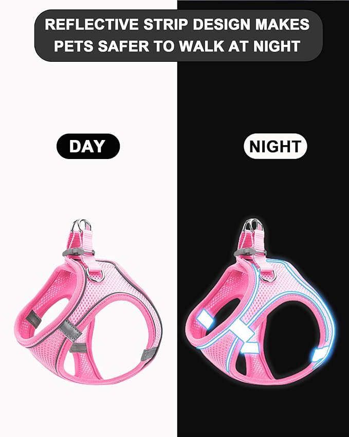 M Red Soft Mesh Dog Harness and Leash Set, No Escape Puppy Harnesses - Image 3