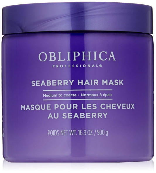 Obliphica Medium to Coarse Seaberry Mask, 1.05 Pound - Nourishing and Restorative Hair Treatment for Medium to Coarse Hair Types, Ensuring Lustrous Shine, Manageability, and Revitalization
