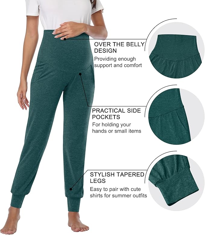 AMPOSH Women's Maternity Pants Stretchy Lounge Workout Pants Casual Loose Comfy Pregnancy Joggers with Pockets