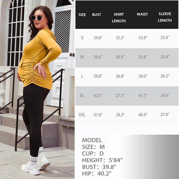 GINKANA Maternity Hoodie Long Sleeves Shirts Casual Maternity Top Pregnancy Sweatshirt Casual Clothes