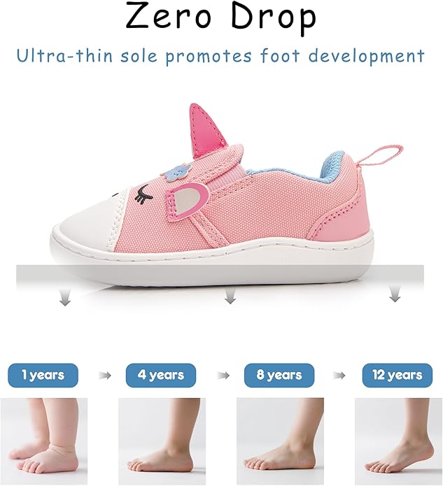 SKYWHEEL Toddler Slip On Shoes Wide Toe Box Barefoot Casual Canvas Walking Tennis Shoes for Boys Girls Cute Sneakers