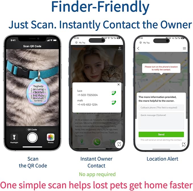Peace of Mind for Cat Owners: 2-Pack QR ID Tags. The Microchip Backup That - Image 4