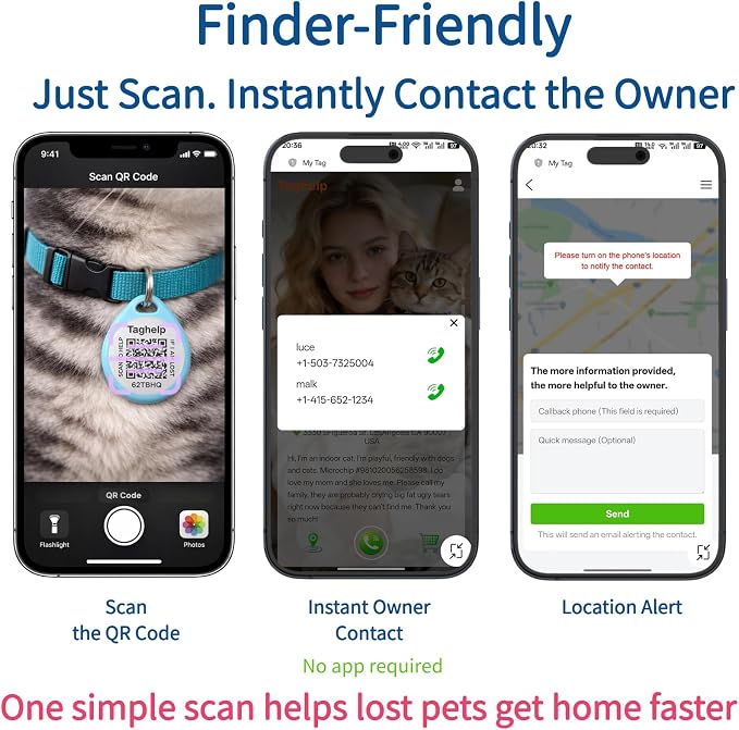 QR Code Dog ID Tags for Collar Personalized for Pet Online Profile - Image 5