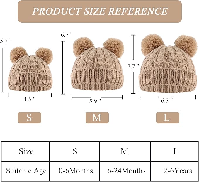 Yuoahcn Baby Girl Beanie Winter Baby Boy Hat with Pom pom Warm Infant Knitted Hats Toddler Kid Beanies