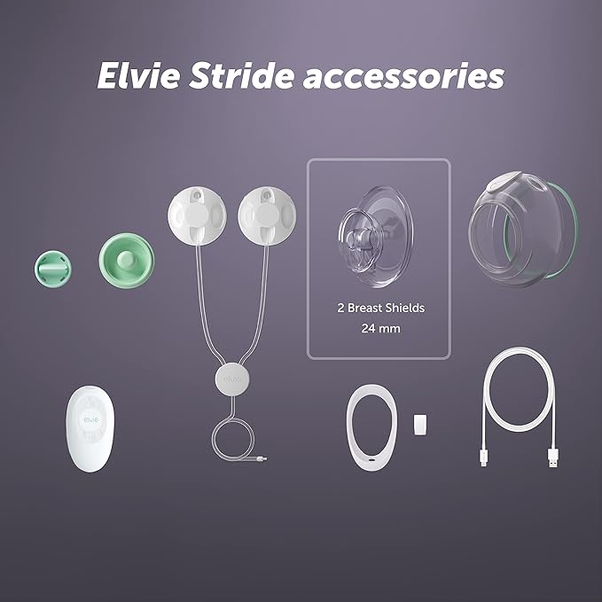 Elvie Stride Breast Pump Breast Shield - 24mm - Nipple Flange for Pumping Breast Milk - Accessories & Breastfeeding Essentials for Electric Pumps - BPA Free, Dishwasher Safe - 2 Pack