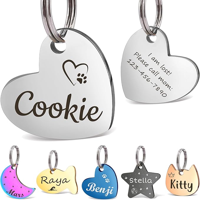 Anavia Small Size Dog Cat ID Tags, Small/XS Personalized Color Plated Stainless by Anavia