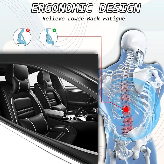 Car Seat Covers for Infiniti g37 2008-2013 | 5-Seats Seat Covers, Waterproof Seat Protectors, Automotive Seat Covers (Full Set with Pillow,Black&White Line)