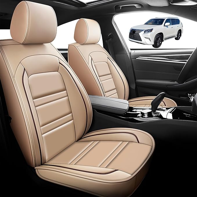 Car Seat Cover for Lexus Car gx460 2010-2023 | Car Seat Covers Front Seats, Waterproof Seat Protectors, Automotive Front Seat Covers (Front Seat, Beige)