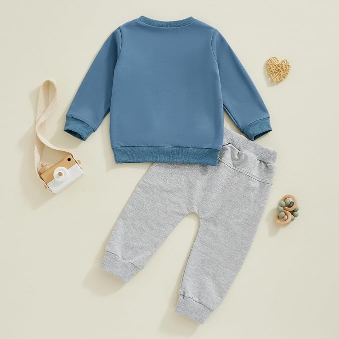 Toddler Baby Boy Fall Winter Outfit Long Sleeve Letter Print Sweatshirts and Jogger Pants Infant Boy Clothes