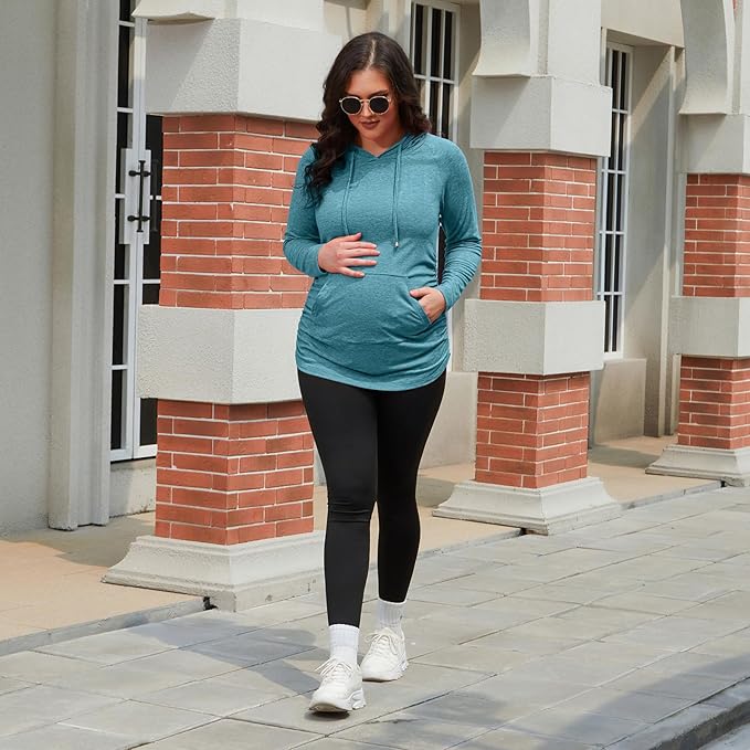 GINKANA Maternity Hoodie Long Sleeves Shirts Casual Maternity Top Pregnancy Sweatshirt Casual Clothes