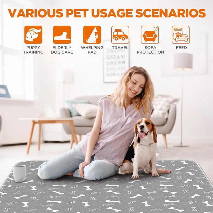 Washable Pee Pads for Dogs, 2 Pack 48"x60" Reusable Puppy Training Pads - Image 3