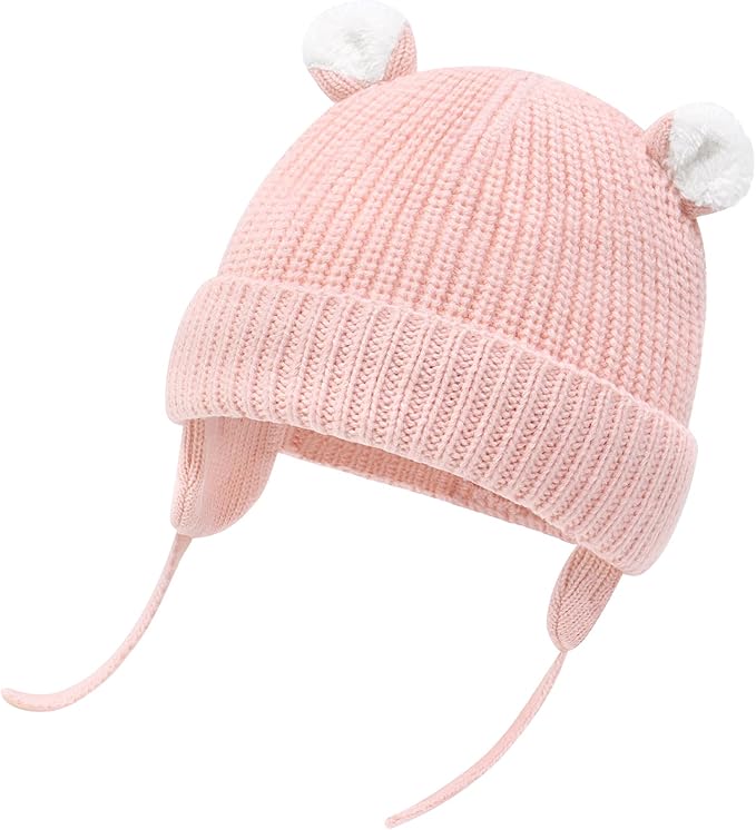 Duoyeree Cozy Baby Beanie with Earflaps and Fleece Lining - Winter Hat for Baby Boys & Girls