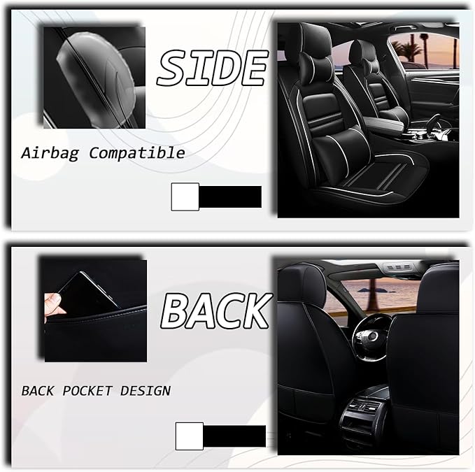 Car Seat Covers for Lexus Car rx350 2007-2024 | 5-Seats Seat Covers, Waterproof Seat Protectors, Automotive Seat Covers (Full Set with Pillow,Black&White Line)