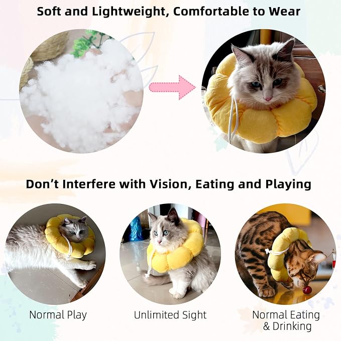 KUDES Cat Small Dog Recovery Collar, Cute Sunflower Neck Cone After Surgery - Image 7