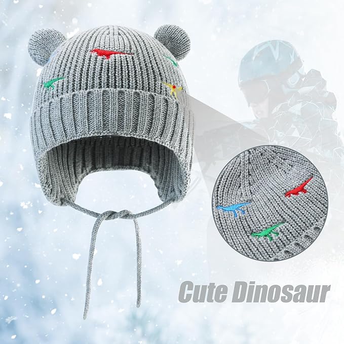 BAVST Baby Beanie Hat for Winter with Earfalp Cute Bear Kids Toddler Girls Boys Warm Knit Cap 0-2Years