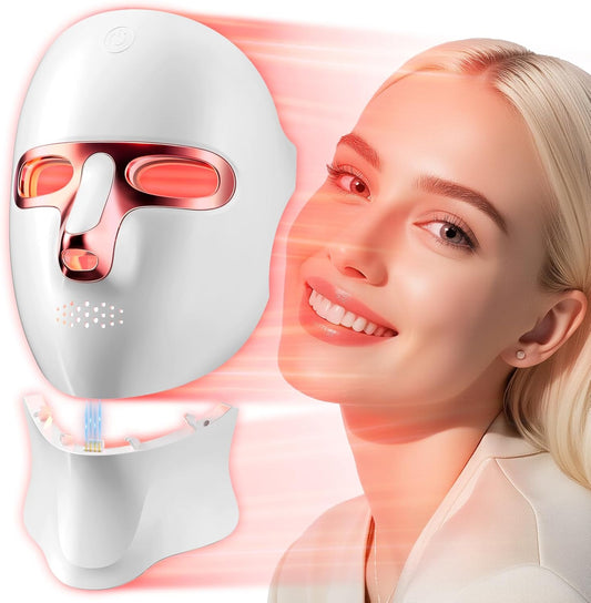 Red Light Therapy Mask for Face,Cordless LED Face Mask Light Therapy with Neck Device,USB C Rechargeable,Infrared Light Therapy Mask for Home Working Travel Yoga Sleep.