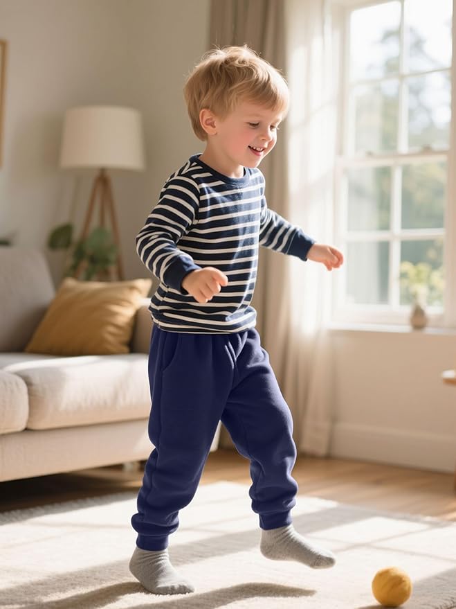 4 Pack Toddler Boys Sweatpants Cotton Baby Kids Joggers Toddler Boys Girls Sweatpants with Pocket Drawstring