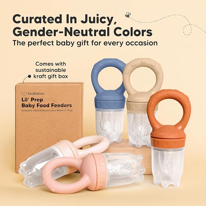 KeaBabies Baby Fruit Feeder 2pk - Silicone Baby Food Feeder for Babies 6-12 Months, Breast Milk Popsicle for Teething, Weaning, Freeze Frozen Solid Food, BPA-Free Infant Feeding Essential (Maritime)