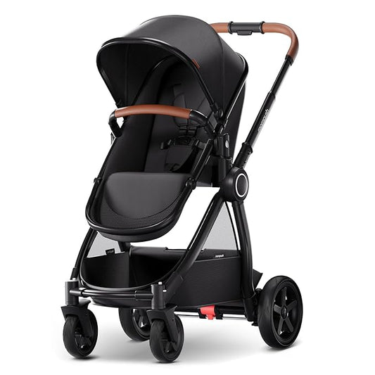 Mompush Ultimate2 Baby Stroller, Premium Convertible Full-Size Stroller for Toddler, Reversible Seat with One Hand Recline Adjustment, Car Seat Adapter Included