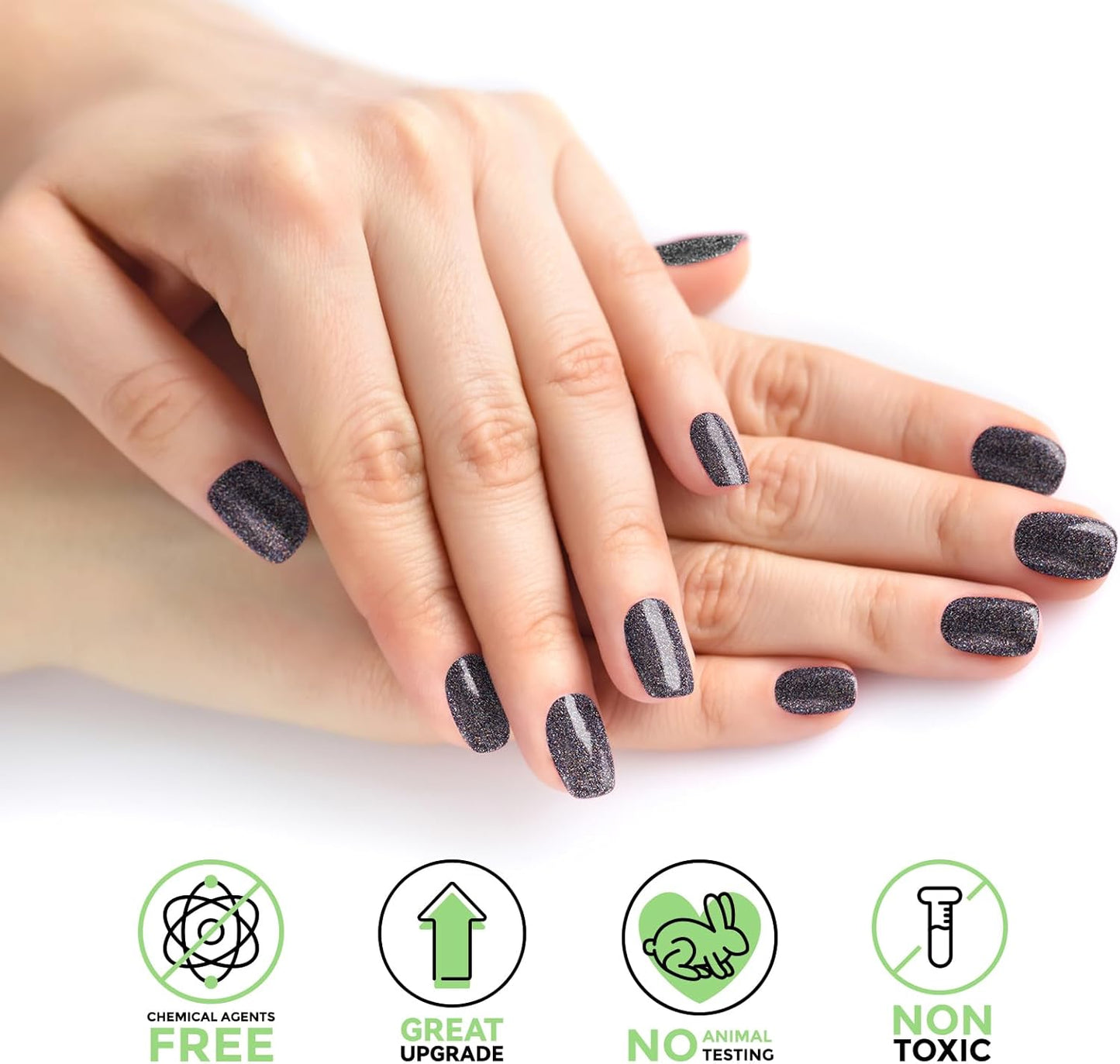 Gloss Nail Strips|Uv Free|22 Pcs,Gel Nail Stickers|Long Lasting Two Weeks and Easy to Apply&Remove|Laser Spot