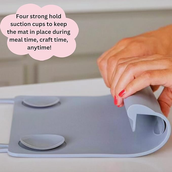 The Table Tyke Silicone Placemat with Table Edge Bumper for Baby Toddler Suction Cup Safety Mat (Sky Blue)