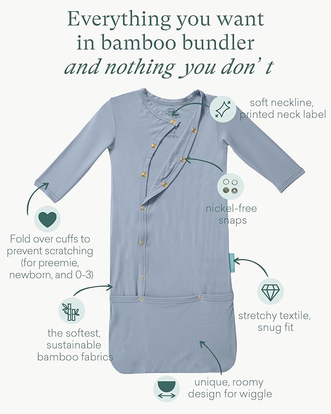 PurComfy Supersoft Baby Sleeper Gowns, Premium Bamboo Viscose Infant Nightgown Sleepers Preemie Newborn Snap Bundler