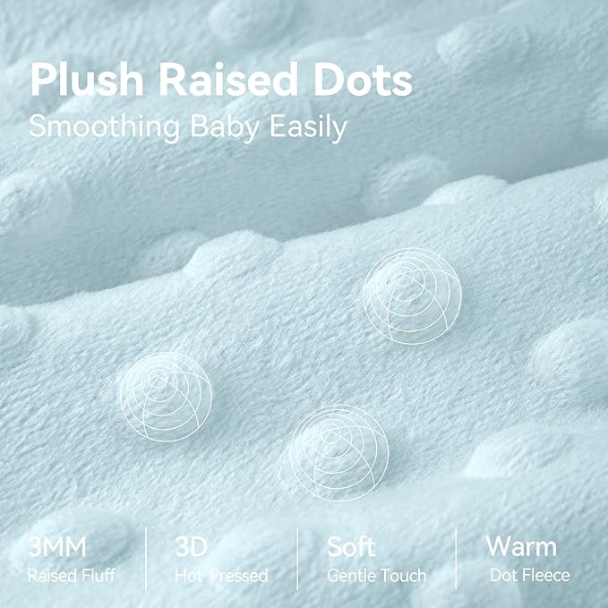 Fleece Baby Sleep Sack 12-18 Months with Plush Dots 1.5 Tog Baby Wearable Blanket with 2-Way Zipper Warm Sleeping Sack for Toddler Infant - Large, Sky Blue