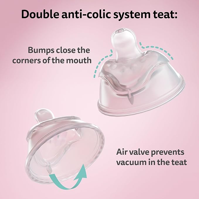 Herobility Double Anti-Colic Baby Bottles – 8.5 fl oz/240ml – 4-Pack – Multicolor - White, Gray, Iron Blue, Blue