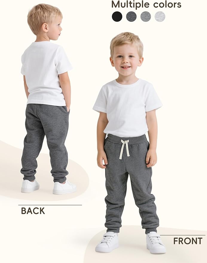4 Pack Toddler Boys Sweatpants Cotton Baby Kids Joggers Toddler Boys Girls Sweatpants with Pocket Drawstring